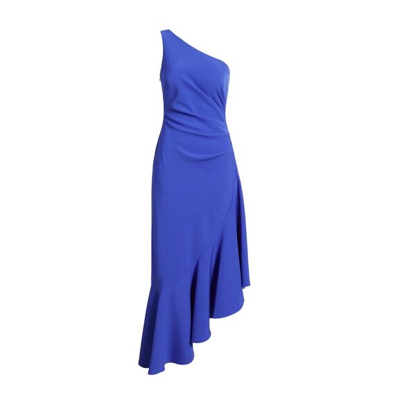 Eliza J one shoulder midi asymmetrical cocktail dress blue 4 - Picture 5 of 12